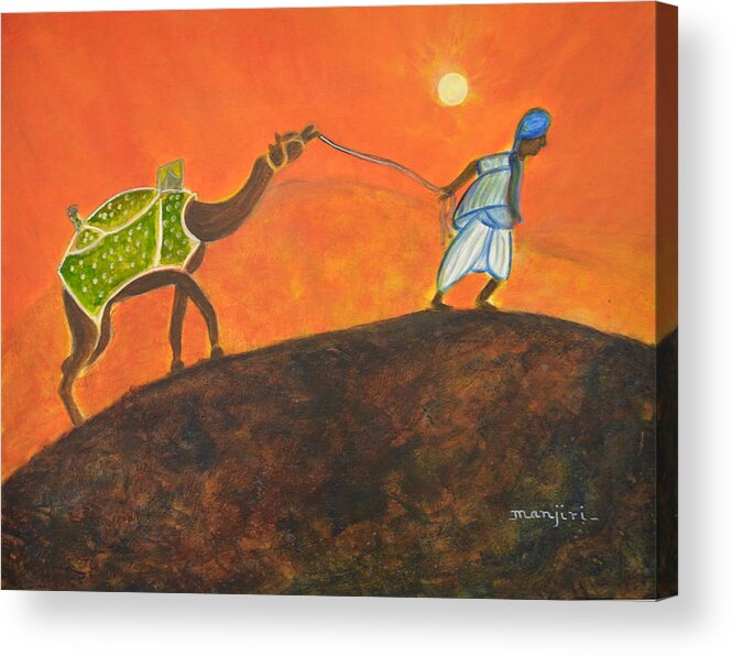 Desert Acrylic Print featuring the painting Desert Walk by Manjiri Kanvinde