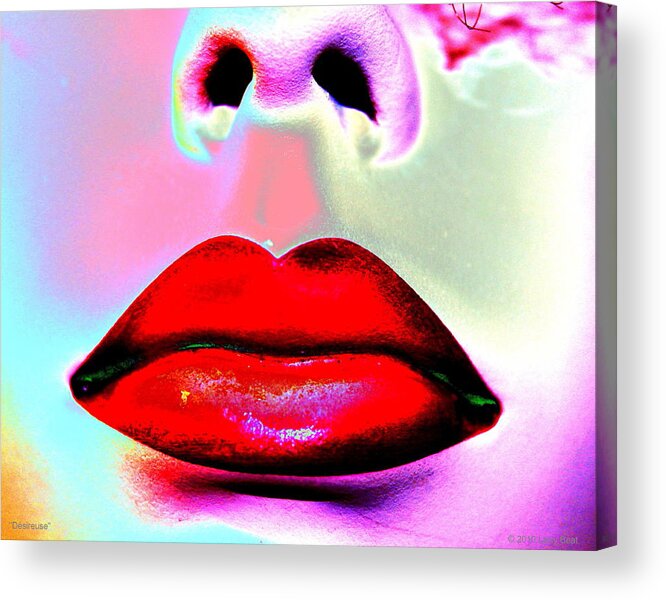 Lips Acrylic Print featuring the digital art Desireuse by Larry Beat