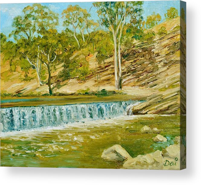 River Acrylic Print featuring the painting Dights Falls on the Yarra River by Dai Wynn