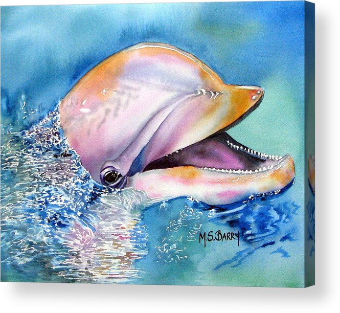 Dolphin Acrylic Print featuring the painting Dolphin by Maria Barry
