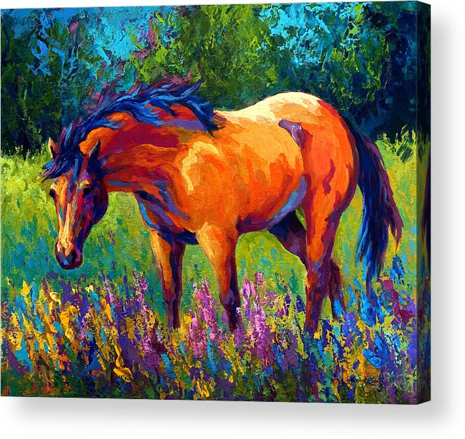 Horses Acrylic Print featuring the painting Dun Mare by Marion Rose