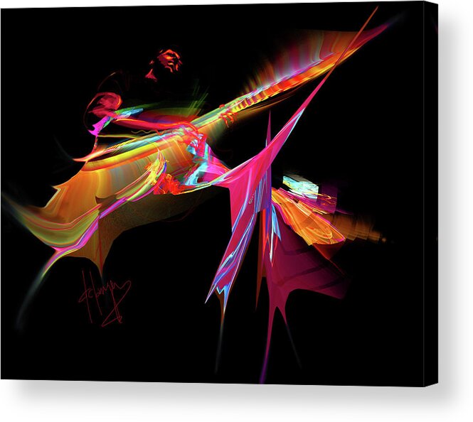 Guitar Acrylic Print featuring the painting East Of The Sun by DC Langer
