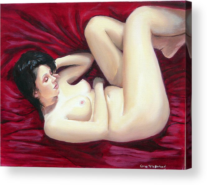 Nude Acrylic Print featuring the painting Ecstasy by TOMAS O'Maoldomhnaigh