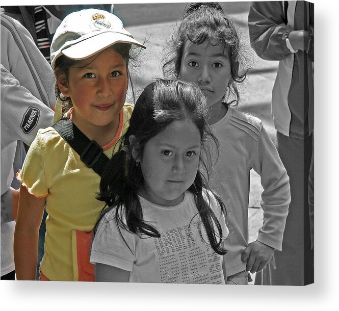 People Acrylic Print featuring the photograph Ecuador Girls by Larry Linton