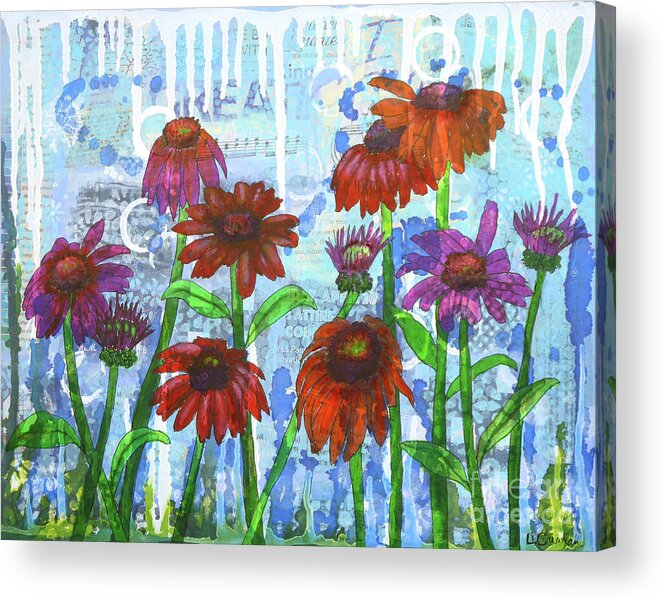 Daisy Acrylic Print featuring the painting Enchanting Echinacea by Lisa Crisman
