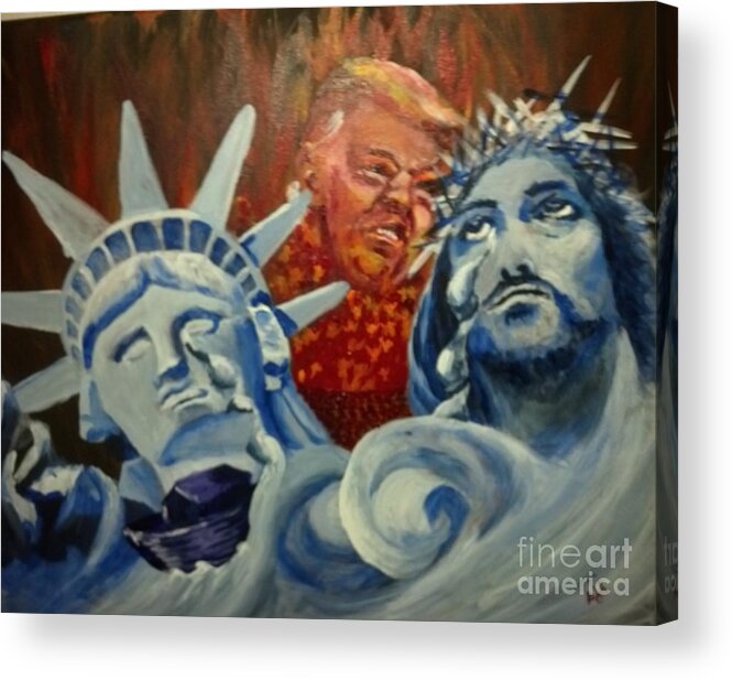 Politics Acrylic Print featuring the painting Escape on Tears of Love and Liberty by Saundra Johnson
