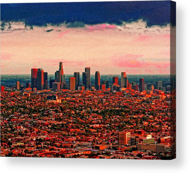 Los Angeles Acrylic Print featuring the photograph Evening in the City of the Angels by Timothy Bulone