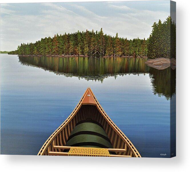 Landscapes Acrylic Print featuring the painting Evening Paddle by Kenneth M Kirsch