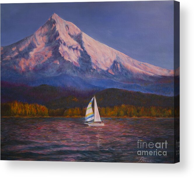 Landscape Acrylic Print featuring the painting Evening Sail by Jeanette French