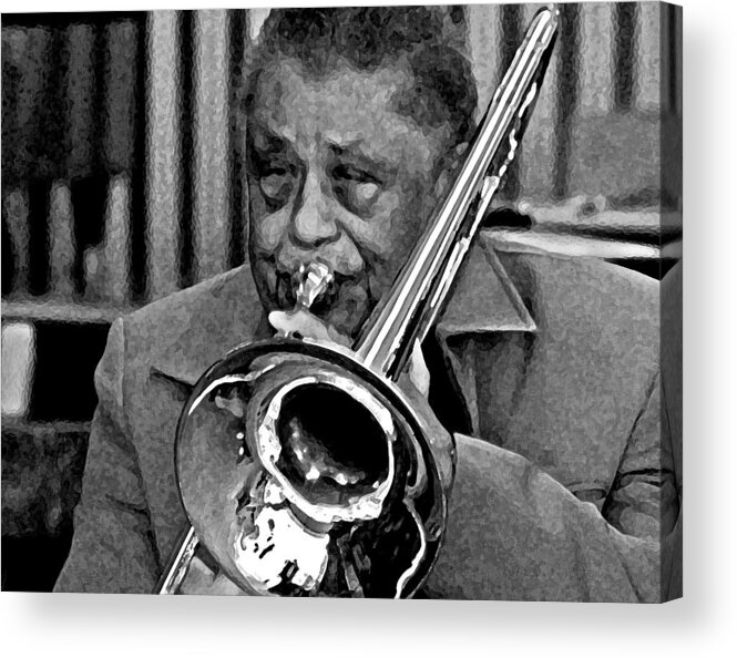 Excelsior Band Acrylic Print featuring the digital art Excelsior Band Horn man by Michael Thomas