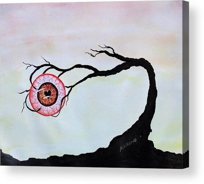Eye Acrylic Print featuring the painting Eye Heart on Fire by Edwin Alverio