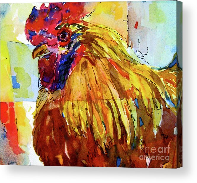 Rooster Acrylic Print featuring the painting Eye to Eye by Patsy Walton