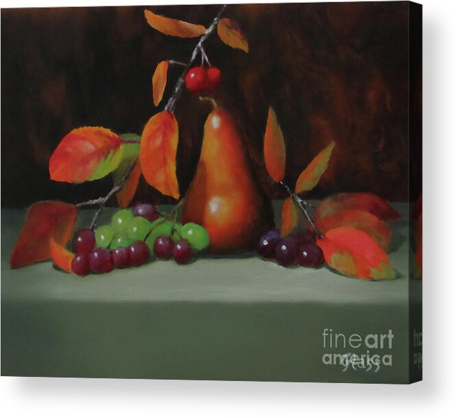 Fall Acrylic Print featuring the painting Fall Pear by Tina Glass