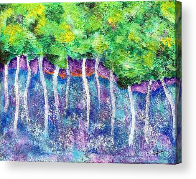 Landscape Acrylic Print featuring the painting Fantasy Forest by Elizabeth Fontaine-Barr