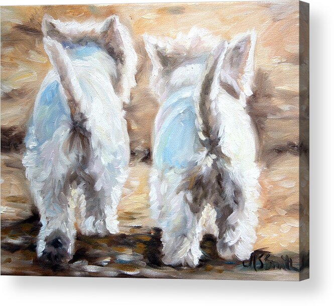 Westie Acrylic Print featuring the painting Farewell by Mary Sparrow