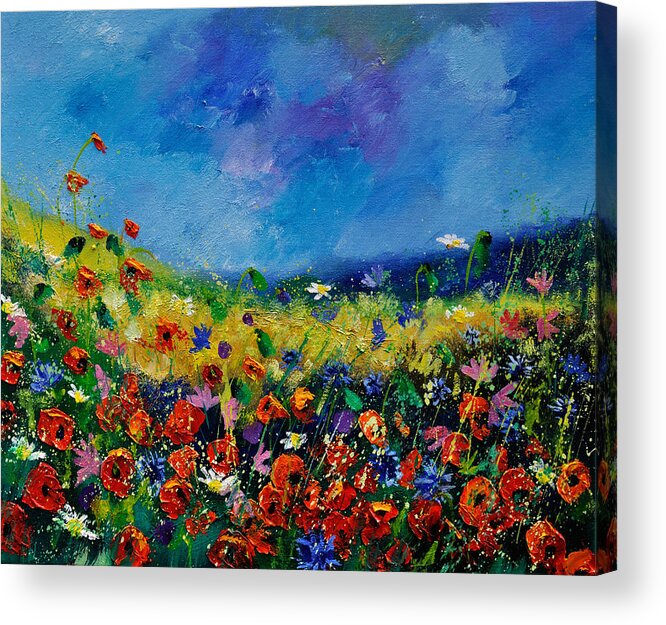 Landscape Acrylic Print featuring the painting Field Flowers 561190 by Pol Ledent