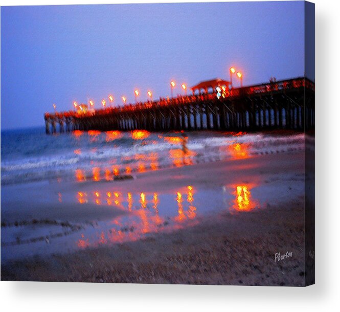 Pier Acrylic Print featuring the photograph Fiery Pier by Phil Burton