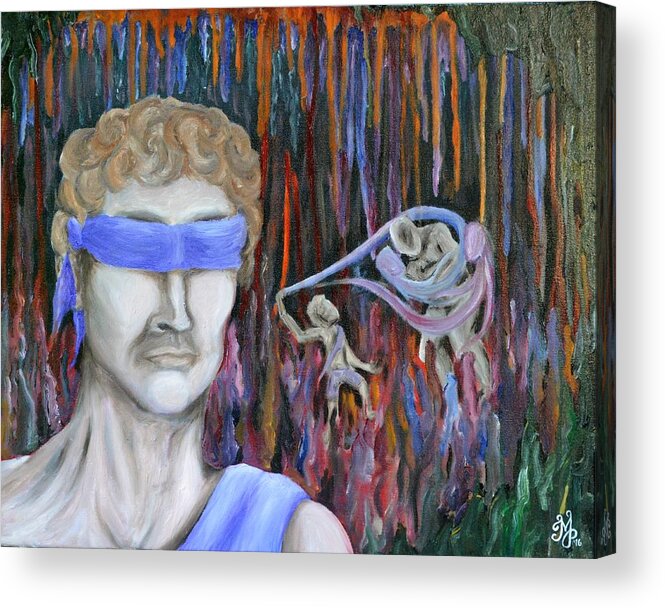 David Acrylic Print featuring the painting Fighting the inner Goliath by Meganne Peck