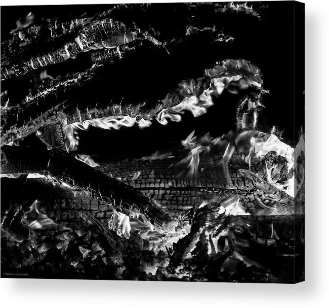 Fire Acrylic Print featuring the photograph Fire Black and White by Britt Runyon