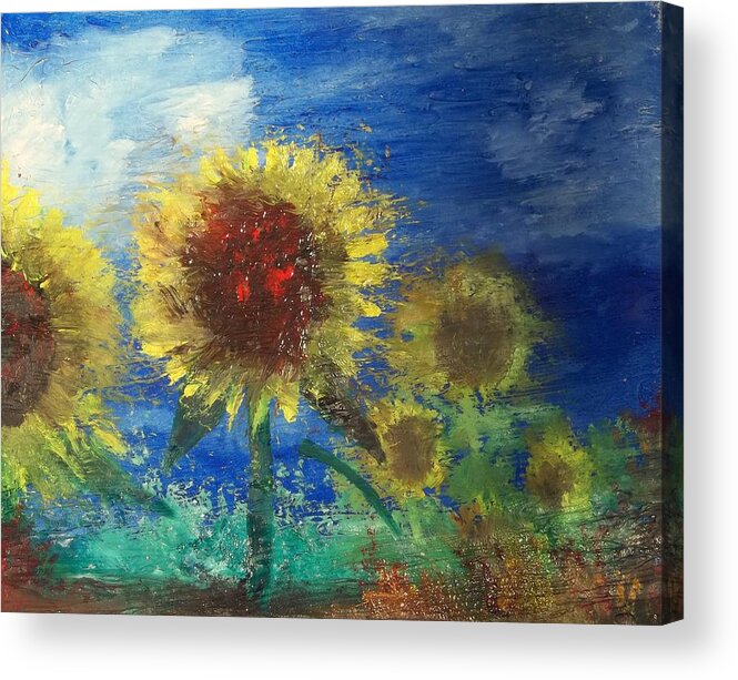 Flowers Acrylic Print featuring the painting Fire in the Field by J Bauer