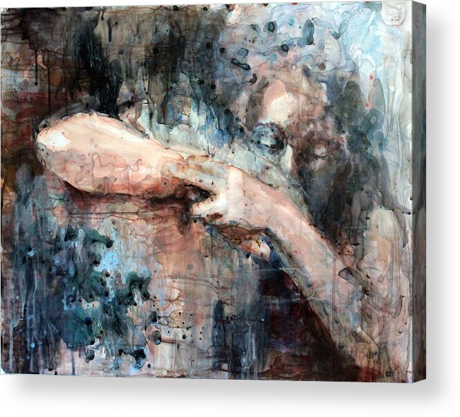 Figure Acrylic Print featuring the painting First Embrace by Anna Shukeylo