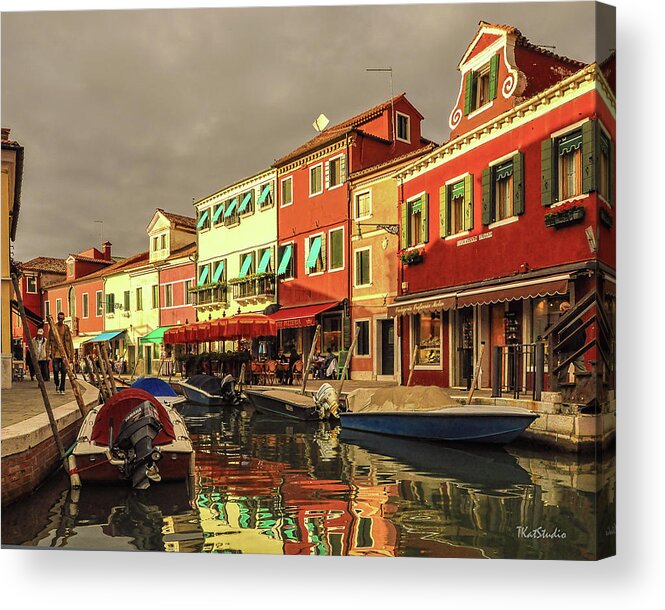 Burano Acrylic Print featuring the photograph Fishing Boats in Colorful Burano by Tim Kathka