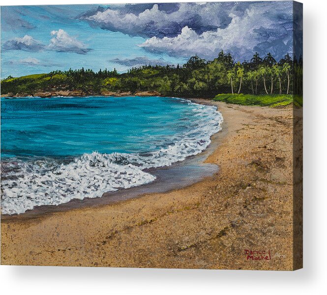 Landscape Acrylic Print featuring the painting Fleming Beach Maui by Darice Machel McGuire