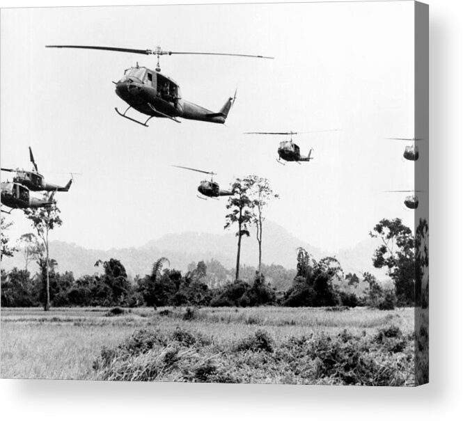 1960s Acrylic Print featuring the photograph Flight Of UH-1 Troopships by Underwood Archives