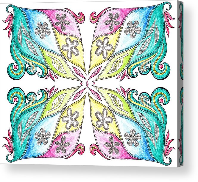 Quilt Acrylic Print featuring the painting Floral Flow Quilt by Irina Sztukowski