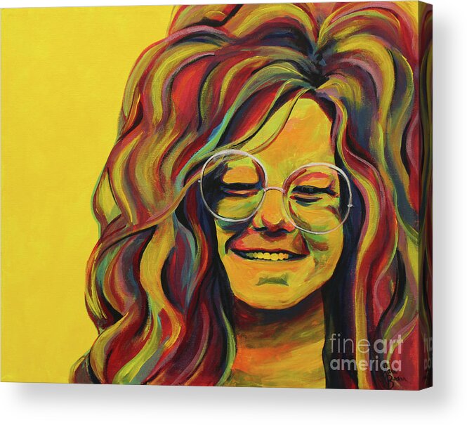 Janis Joplin Acrylic Print featuring the painting Flower in the Sun by Sara Becker