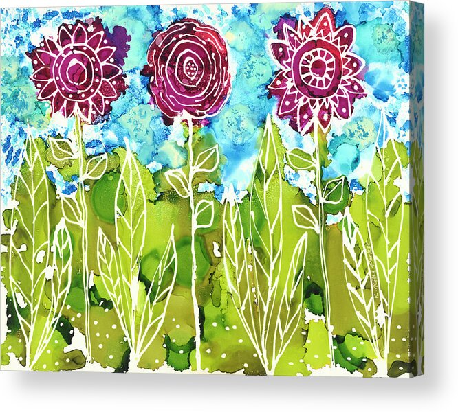 Flowers Acrylic Print featuring the painting Flower Power by Kathryn Riley Parker