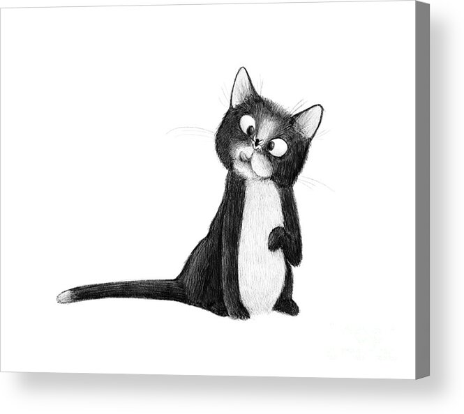 Cat Acrylic Print featuring the digital art Fly on Cat by Michael Ciccotello