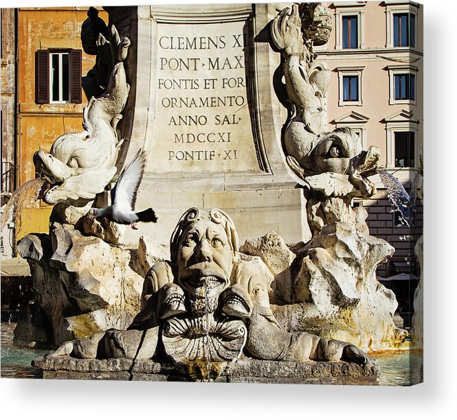Fontana Del Pantheon Acrylic Print featuring the photograph Fontana del Pantheon - Rome Photography by Melanie Alexandra Price