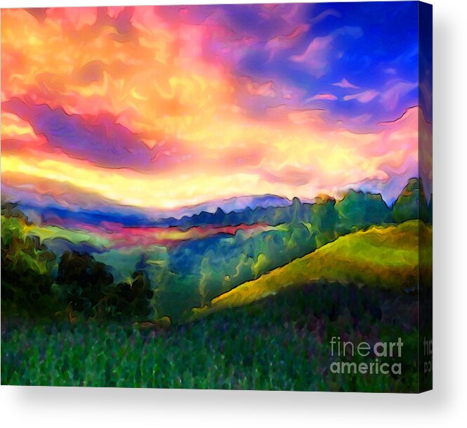 Sunset Acrylic Print featuring the painting Foothills by Mike Massengale
