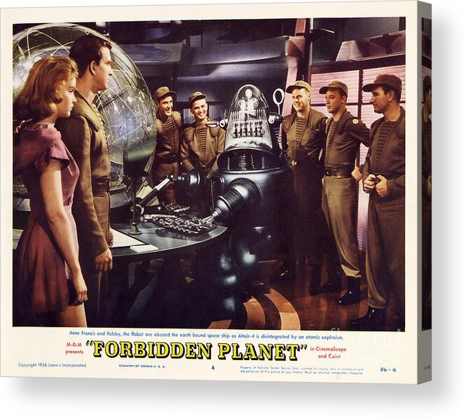 Forbidden Planet Acrylic Print featuring the photograph Forbidden Planet in CinemaScope retro classic movie poster landscape by Vintage Collectables