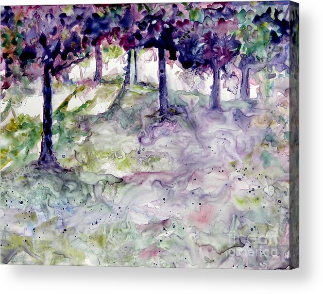 Fastasy Acrylic Print featuring the painting Forest Fantasy by Jan Bennicoff