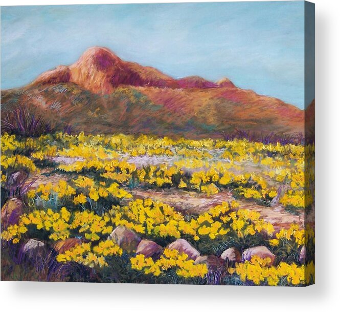 Landscape Acrylic Print featuring the pastel Franklin Poppies by Candy Mayer