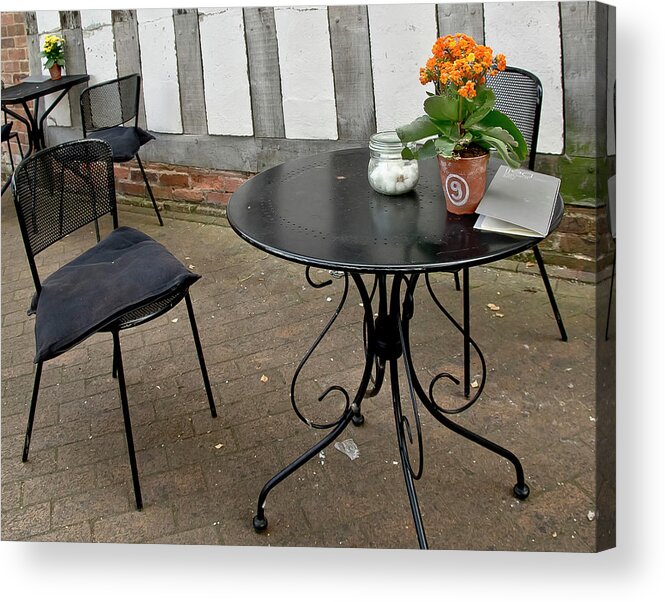 Seats Acrylic Print featuring the photograph Free seats in a street cafe by Elena Perelman