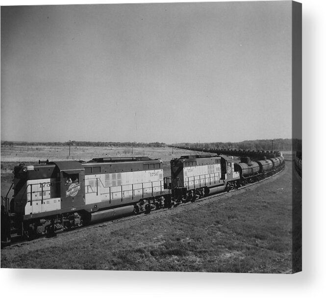 Freight Train Acrylic Print featuring the photograph Freight Train Rolls Through Countryside - 1958 #1 by Chicago and North Western Historical Society
