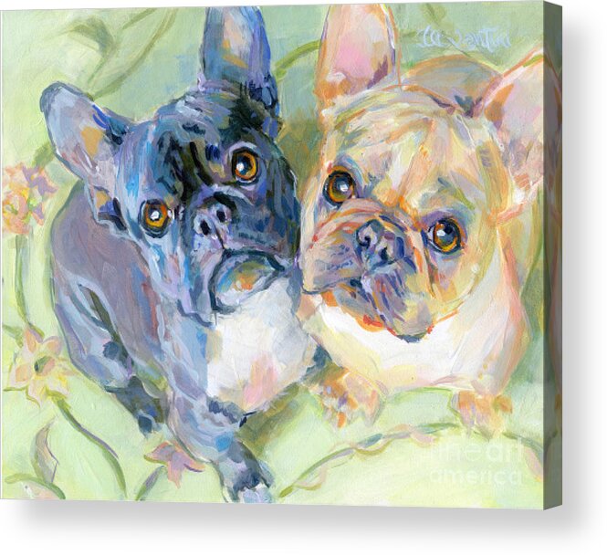 French Bulldog Acrylic Print featuring the painting Frenchies by Kimberly Santini