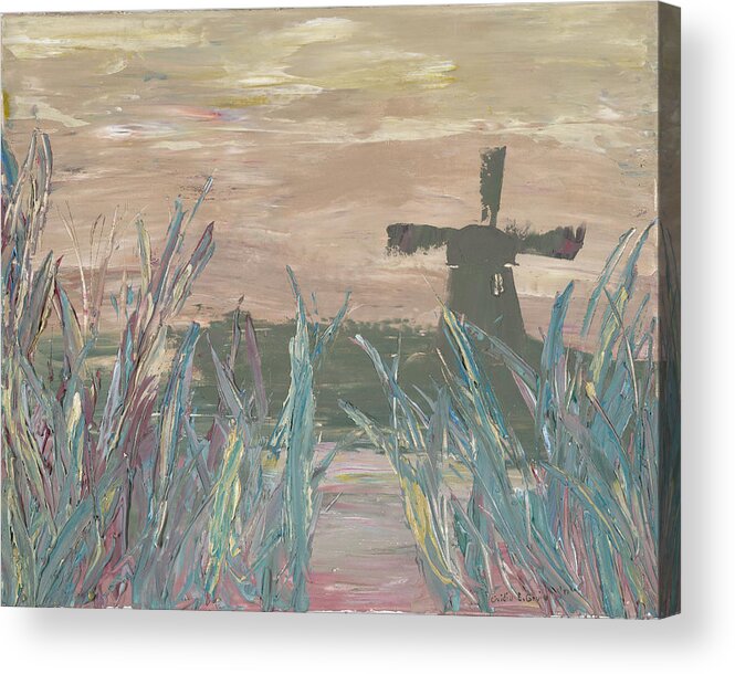 Windmill Acrylic Print featuring the painting Friesland Breeze by Ovidiu Ervin Gruia