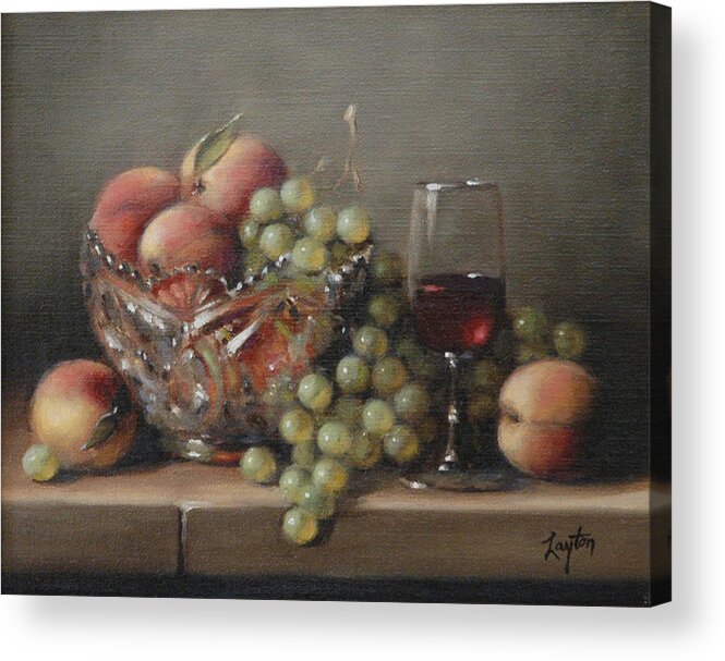 Still Life Acrylic Print featuring the painting Fruit in a Crystal Bowl by Shelley Thayer Layton