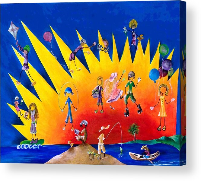 Sunshine Acrylic Print featuring the painting Fun In The Su by Virginia Bond