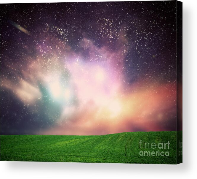 Galaxy Acrylic Print featuring the photograph Galaxy space sky by Michal Bednarek