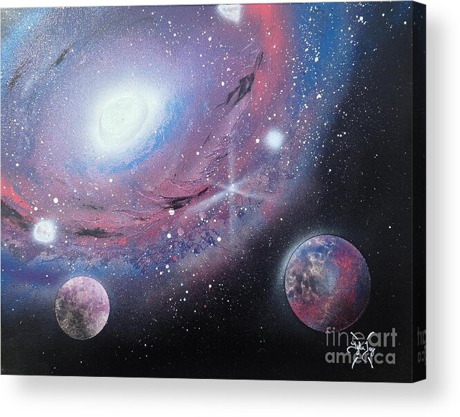 Galaxy Acrylic Print featuring the painting Galaxy by Tyler Haddox