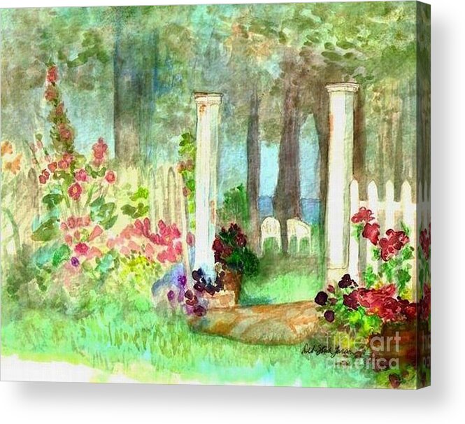Garden Acrylic Print featuring the painting Garden Gate by Deb Stroh-Larson