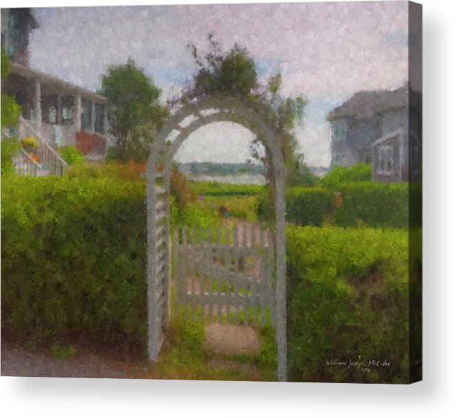 Cape Cod Acrylic Print featuring the painting Garden Gate Falmouth Massachusetts by Bill McEntee