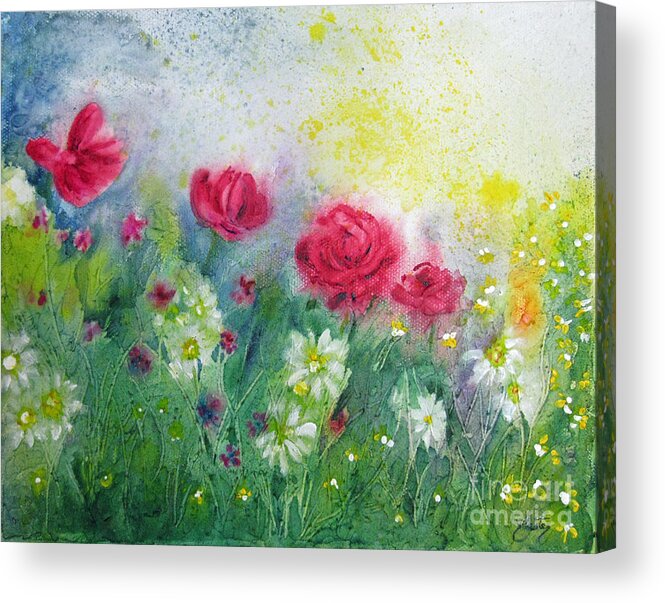 Painting Acrylic Print featuring the painting Garden Mist by Daniela Easter