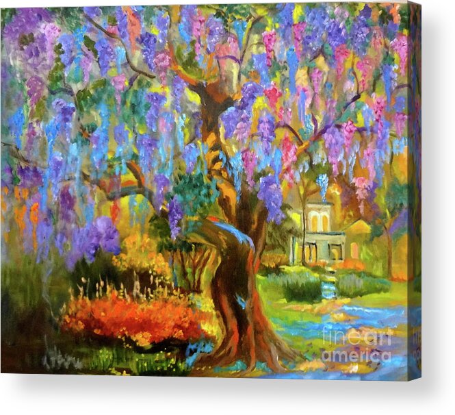 Garden Scene Acrylic Print featuring the painting Garden Pathway by Jenny Lee