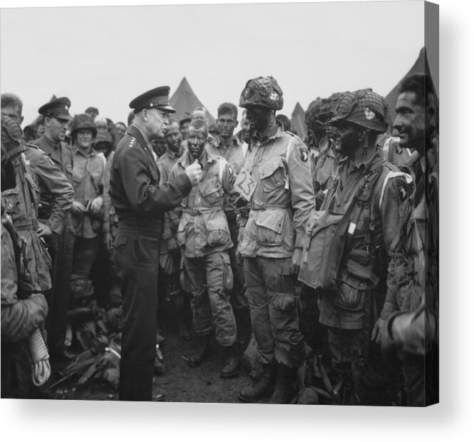 101st Airborne Division Acrylic Print featuring the photograph General Eisenhower on D-Day by War Is Hell Store